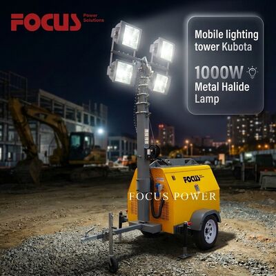 acheter Tour d'éclairage mobile de 8,2 m de hauteur avec lampe aux halogénures métalliques de 1000 W Moteur KUBOTA Z482 fabrication en ligne